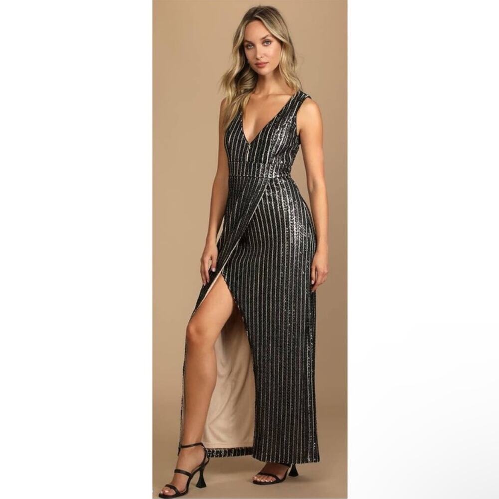 NWT Lulus Unforgettable Elegance Black Sequin Sleeveless Maxi Dress Elegant M